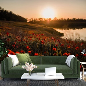 3D Red Poppy L1575 Papel pintado removible Papel pintado autoadhesivo Extra grande Peel & Stick Wallpaper Mural AJ WALLPAPERS
