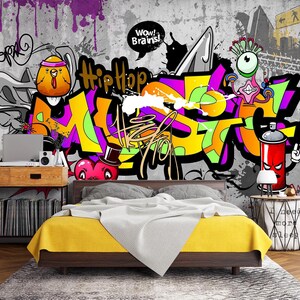 3D Graffiti Hip Hop L1153 Papel pintado removible Papel pintado autoadhesivo Papel pintado extra grande Peel & Stick Papel pintado Mural AJ WALLPAPERS