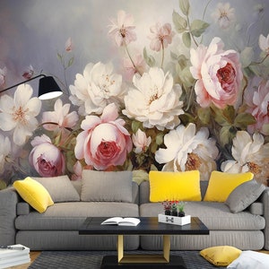 3D Suave Peônia Flores L2469 Papel de Parede Removível Papel de Parede Autoadesivo Extra Grande Peel & Stick Papel de Parede Mural AJ PAPÉIS DE PAREDE