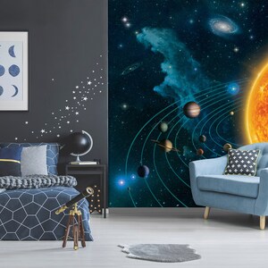 3D Solar System das riesige Universum A077 abnehmbare Tapete selbstklebende Tapete große Peel & Stick Wallpaper Wallpaper Wandbild Vincent