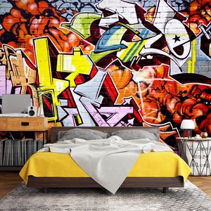 Diseño de graffiti 3D L2827 Papel tapiz removible Papel tapiz autoadhesivo Papel tapiz extra grande Peel & Stick Papel tapiz Mural AJ WALLPAPERS
