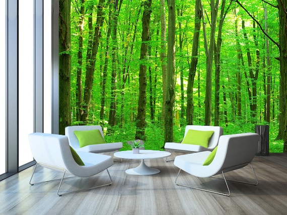 3D Green Forest Charm R4562 Removable Wallpaper Self