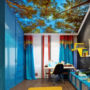 3D Forest Time CA661 Deckentapete abnehmbare selbstklebende Tapete große Schale & Klebetapete Tapete Wandbild AJ TAPETEN