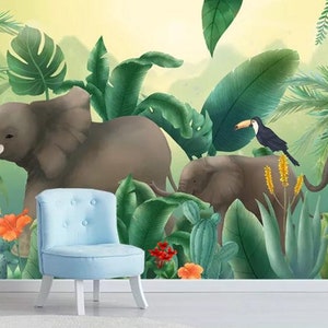 3D Elephant A2540 Fonds peint amovible Auto-adhésif Fonds d'écran Extra Large Peel - Stick Wallpaper Wallpaper Mural AJ WALLPAPER Wallpaper AJ WALLPAPER