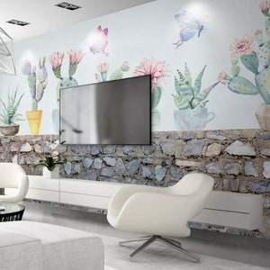 3D El Cactus F81 Fondo de pantalla extraíble Autoadhesivo Papel pintado extra grande Peel & Stick Wallpaper Mural AJ WALLPAPERS