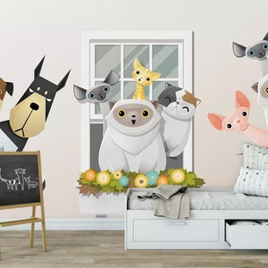 3D Hunde Schafe A457 abnehmbare Tapete selbstklebende Tapete Extra große Peel & Stick Wallpaper Wallpaper Wandbild AJ WALLPAPERS