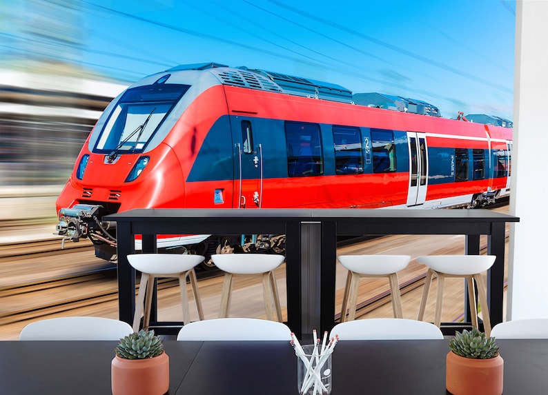 3D Light Rail Train A1638 Removable Wallpaper Self Adhesive Wallpaper Extra Large Peel /& Stick Wallpaper Wallpaper Mural AJ WALLPAPERS