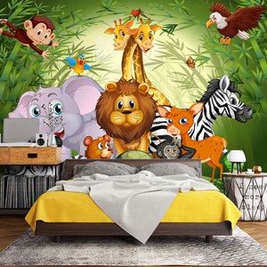 3D Animales divertidos L2786 Papel tapiz removible Papel tapiz autoadhesivo Papel tapiz extra grande Peel & Stick Papel tapiz Mural AJ WALLPAPERS