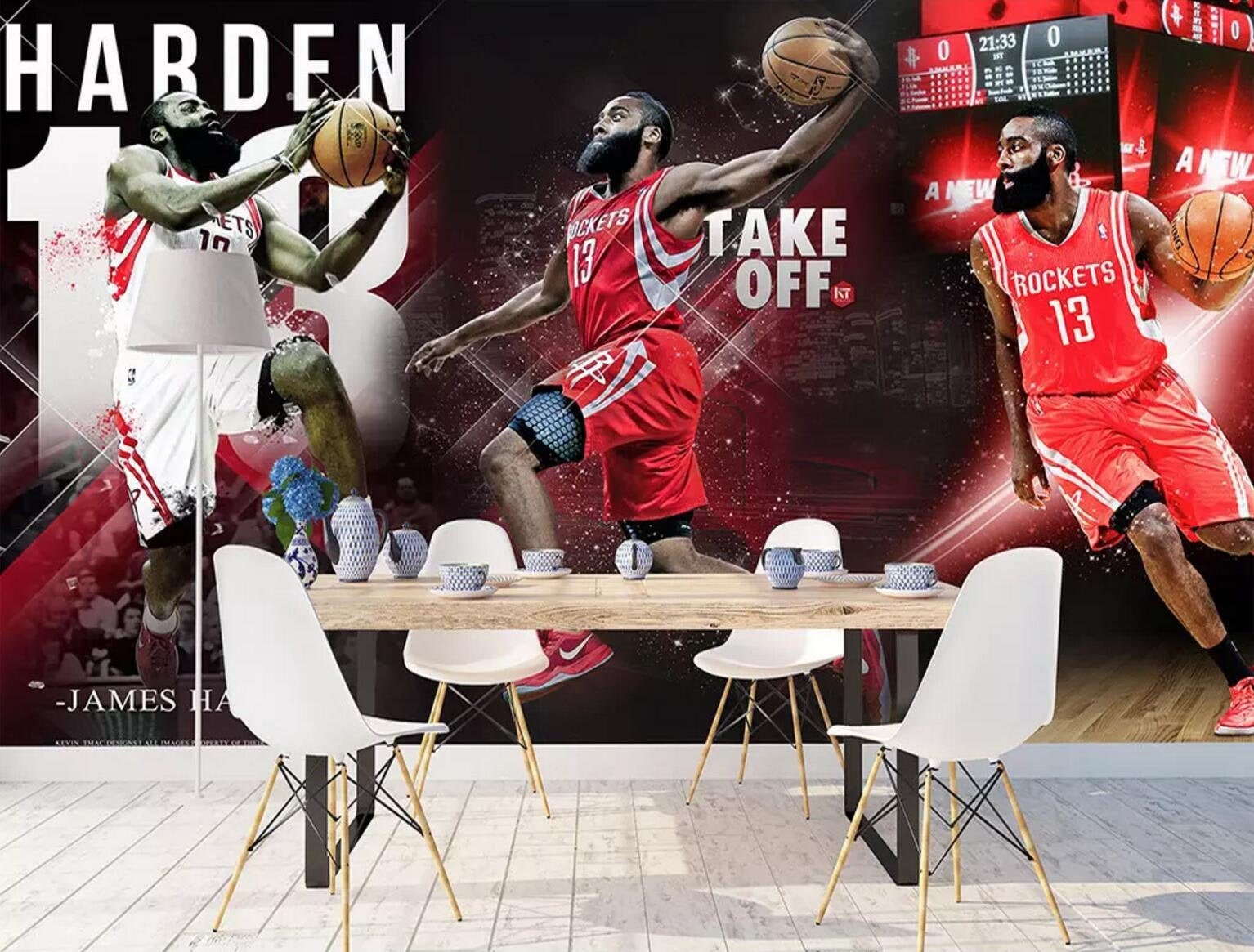 3d James Harden Basketball 10 Removable Wallpaper Self Etsy Finland