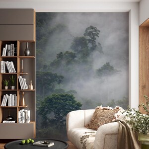 3D Misty Green Forest L2106 Abnehmbare Tapete Selbstklebende Tapete Extragroßes Wandbild zum Abziehen und Aufkleben AJ WALLPAPERS