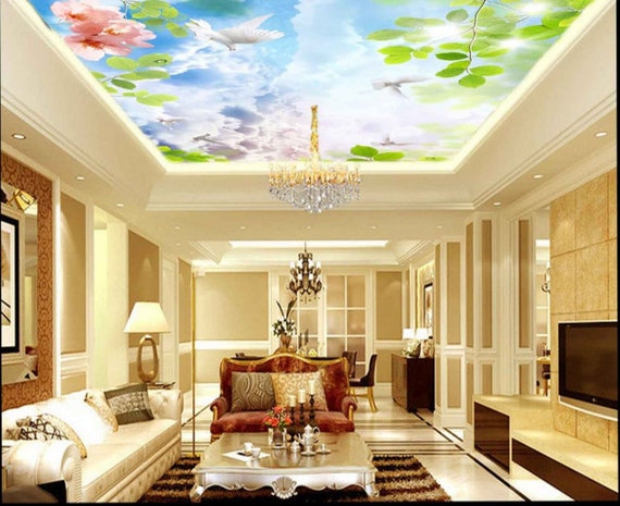 3D Sky and Pink Flower CA272 Ceiling Wallpaper Removable Self - Etsy Ireland 3D Sky and Pink Flower CA272 Ceiling Wallpaper Removable Self - Etsy Ireland