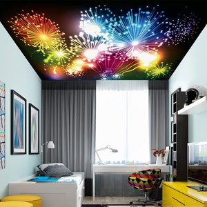 3D Attraktives Feuerwerk CA3516 Deckentapete abnehmbare selbstklebende Tapete große Schale & Klebetapete Tapete Wandbild
