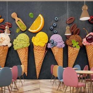 3D Rich Ice Cream R6675 Papier peint amovible Papier peint auto-adhésif Extra Large Peel & Stick Wallpaper Wallpaper Mural AJ WALLPAPERS