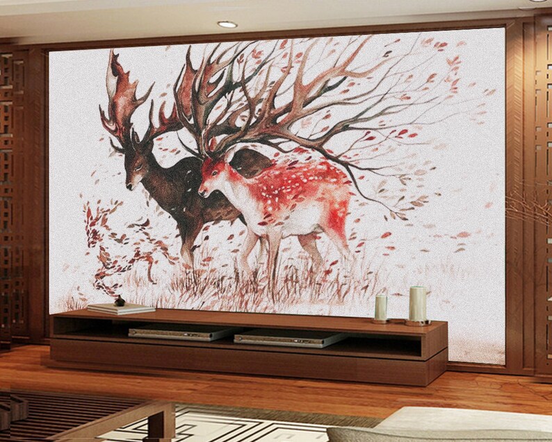 3D Deer E121 Removable Wallpaper Self Adhesive Wallpaper Extra Large Peel /& Stick Wallpaper Wallpaper Mural AJ WALLPAPERS