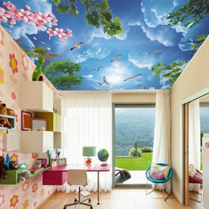 Tapeta sufitowa 3D Art Cloud World CA3218 Zdejmowana samoprzylepna tapeta Duża tapeta Peel & Stick Tapeta ścienna AJ WALLPAPERS