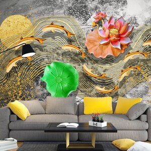 3D Hermoso Loto Noble L1509 Papel pintado removible Papel pintado autoadhesivo Papel pintado extra grande Peel & Stick Papel pintado Mural AJ WALLPAPERS