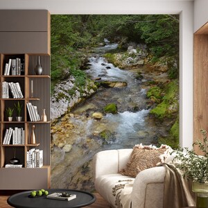3D Forest Simple Creek L10848 Abnehmbare Tapete selbstklebende Tapete Extra große Peel & Stick Wallpaper Wallpaper Wandbild AJ HINTERGRUNDBILDER
