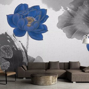 3D chinesischen Stil Lotus N259 abnehmbare Tapete selbstklebende Tapete Extra große Peel & Stick Wallpaper Wallpaper Wandbild AJ WALLPAPERS