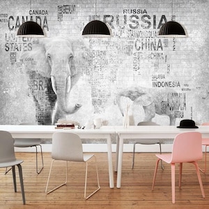 3D Elephant E314 Fonds peint amovible Self Adhesive Wallpaper Extra Large Peel - Stick Wallpaper Wallpaper Mural AJ WALLPAPER Wallpaper AJ WALLPAPER