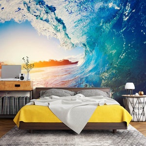 3D Blue Sea Waves L3038 Entfernbare Tapete Selbstklebende Tapete Extra Großes Wandbild zum Abziehen und Aufkleben AJ WALLPAPERS