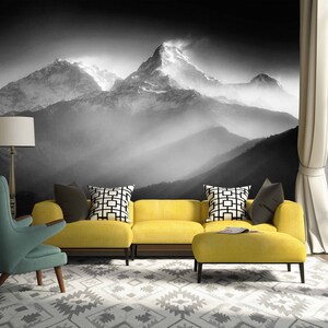 3D Misty Snow Mountains R11220 Fondo de pantalla extraíble Fondo de pantalla autoadhesivo Papel tapiz extra grande Peel & Stick Wallpaper Wallpaper Mural AJ WALLPAPERS