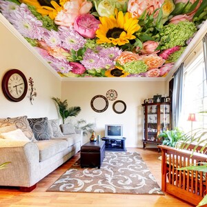 3D Jaune Tournesols CA2475 Plafond Papier Peint Amovible Auto Adhésif Papier Peint Large Peel & Stick Papier Peint Mural AJ WALLPAPERS