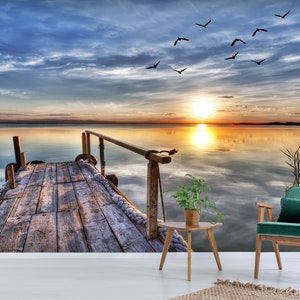 3D Quiet Seaside Sunrise R4327 abnehmbare Tapete selbstklebend Tapete extra groß Peel & Stick Tapete Tapete Wandbild AJ WALLPAPERS