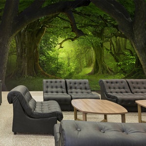 3D Green Light Forest L012 Papel pintado extraíble Papel pintado autoadhesivo Extra grande Peel & Stick Papel tapiz Papel tapiz Mural AJ WALLPAPERS