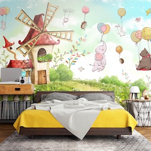 3D Animal Bonito Balões L2454 Papel de Parede Removível Papel de Parede Autoadesivo Extra Grande Peel & Stick Papel de Parede Mural AJ PAPÉIS DE PAREDE