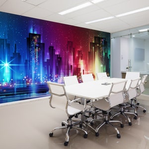 3D Colored Light City L334 Papel pintado extraíble Papel tapiz autoadhesivo Extra grande Peel & Stick Papel tapiz Papel tapiz Mural AJ FONDOS DE PANTALLA