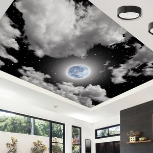 3D Gentle Moonlight CA3202 Deckentapete abnehmbare selbstklebende Tapete große Schale & Klebetapete Tapete Wandbild AJ WALLPAPERS