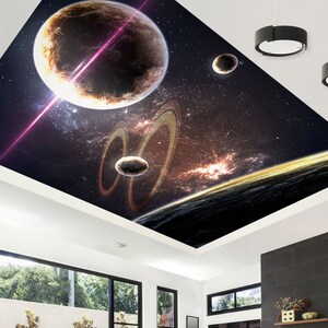 3D Purple Cosmic Light CA911 Papel tapiz de techo extraíble autoadhesivo Papel pintado Grande Peel & Stick Papel tapiz Papel tapiz Mural AJ WALLPAPERS