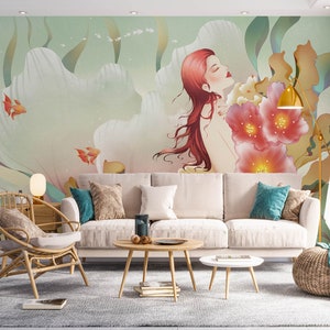 3D Mysterious Beauty L2675 Papel pintado removible Papel pintado autoadhesivo Papel pintado extra grande Peel & Stick Papel pintado Mural AJ WALLPAPERS