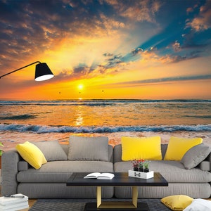 3D Sunrise Time Beach L1689 Papel pintado removible Papel pintado autoadhesivo Papel pintado extra grande Peel & Stick Papel pintado Mural AJ WALLPAPERS