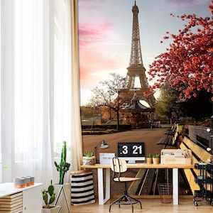 3D Romantischer Eiffelturm L690 abnehmbare Tapete selbstklebende Tapete extra groß Peel & Stick Tapete Tapete Wandbild AJ WALLPAPERS
