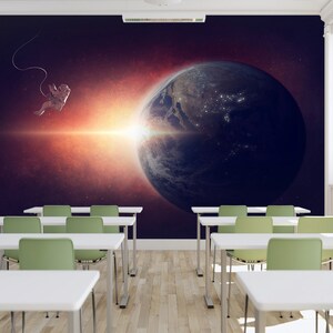 3D Astronaut And The Earth L198 verwijderbaar behang Zelfklevend behang extra groot peel & stick behang muurschildering