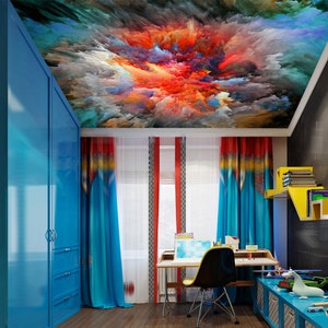 3D Fantasy Bunte Wolken CA3480 Deckentapete abnehmbare selbstklebende Tapete große Peel & Stick Tapete Tapete Wandbild