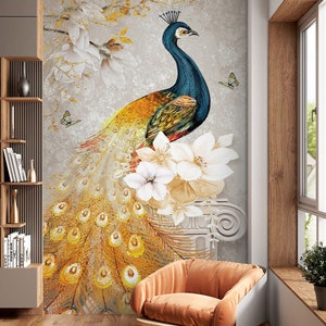 3D Tier Noble Pfau L1554 Ablösbare Tapete selbstklebende Tapete Extra große Peel & Stick Wallpaper Tapete Wandbild AJ HINTERGRUNDBILDER