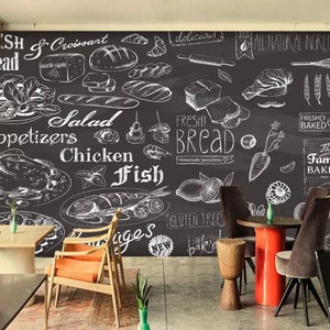 Menú 3D Restaurante MMM165 Papel pintado extraíble autoadhesivo Fondo de pantalla extra grande Peel & Stick Wallpaper Mural AJ WALLPAPERS