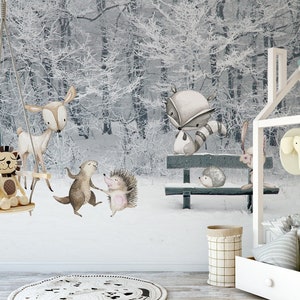 3D árboles de nieve niños A288 fondo de pantalla autoadhesivo fondo de pantalla extra grande Peel & Stick Wallpaper Wallpaper Mural AJ WALLPAPERS