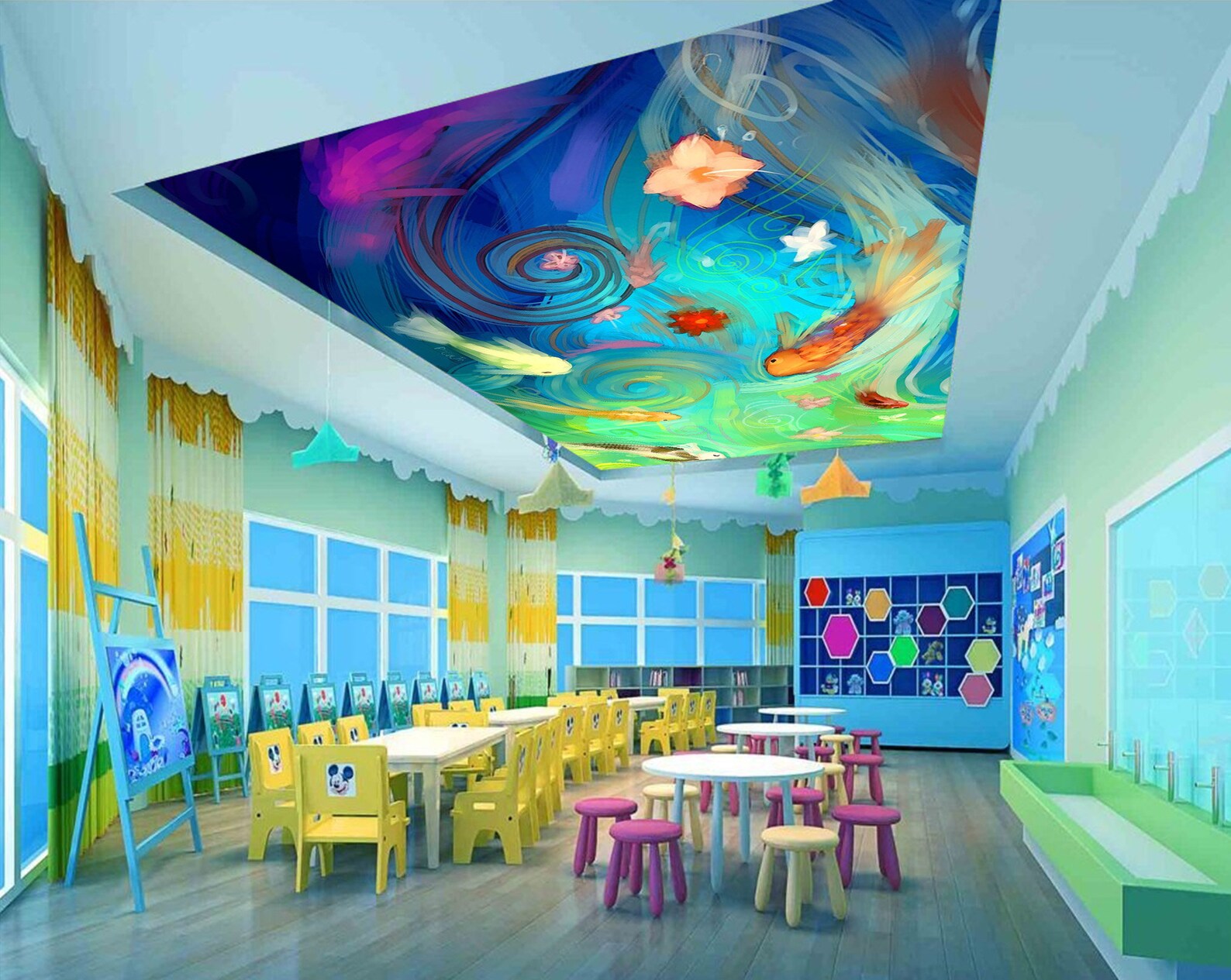 3D Red Fish C087 Ceiling Wallpaper Removable Self Adhesive | Etsy