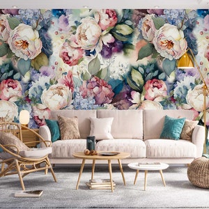 3D Peony Flowers L3082 Papel pintado removible Papel pintado autoadhesivo Extra grande Peel & Stick Wallpaper Mural AJ WALLPAPERS