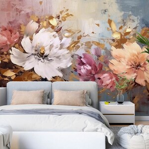 Arte 3d pintura de flores l2473 papel de parede removível autoadesivo papel de parede extra grande peel & stick papel de parede mural aj