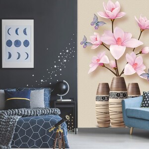 3D Roze Magnolia R1588 Verwijderbaar Behang Zelfklevend Behang Extra Grote Peel &Stick Wallpaper Wallpaper Mural AJ WALLPAPERS