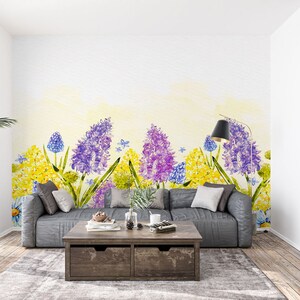 3D Purple Hyacinth L1291 Papel pintado removible Papel pintado autoadhesivo Extra grande Peel & Stick Wallpaper Mural AJ WALLPAPERS