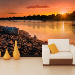 3D Romantischer Sonnenuntergang Fluss A4283 abnehmbare Tapete selbstklebende Tapete große Schale & Klebetapete Tapete Wandbild Beth Sheridan