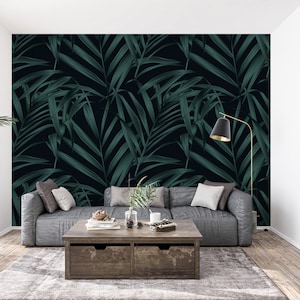 3D Folhas Verdes Escuros L1341 Papel de Parede Removível Papel de Parede Autoadesivo Extra Grande Peel & Stick Papel de Parede Mural AJ PAPÉIS DE PAREDE