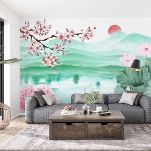 3D Green Mountains L1488 Papel pintado removible Papel pintado autoadhesivo Extra grande Peel & Stick Wallpaper Mural AJ WALLPAPERS