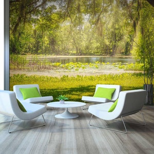 3D Gentle Sunshine Green Forest A4310 abnehmbare Tapete selbstklebende Tapete große Peel & Stick Tapete Tapete Wandbild Beth Sheridan