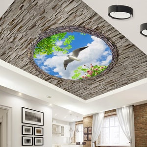 3D Art Bird CA811 Deckentapete abnehmbare selbstklebende Tapete große Schale & Klebetapete Tapete Wandbild AJ TAPETEN